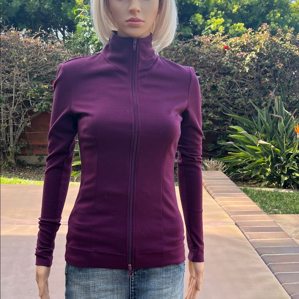 Plum zip front knit jacket - Picture 3 of 7